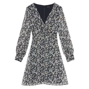 Club Monaco Mulberry Silk Twist Drape Mini Dress in Color Blue Dahlia. Size 8.